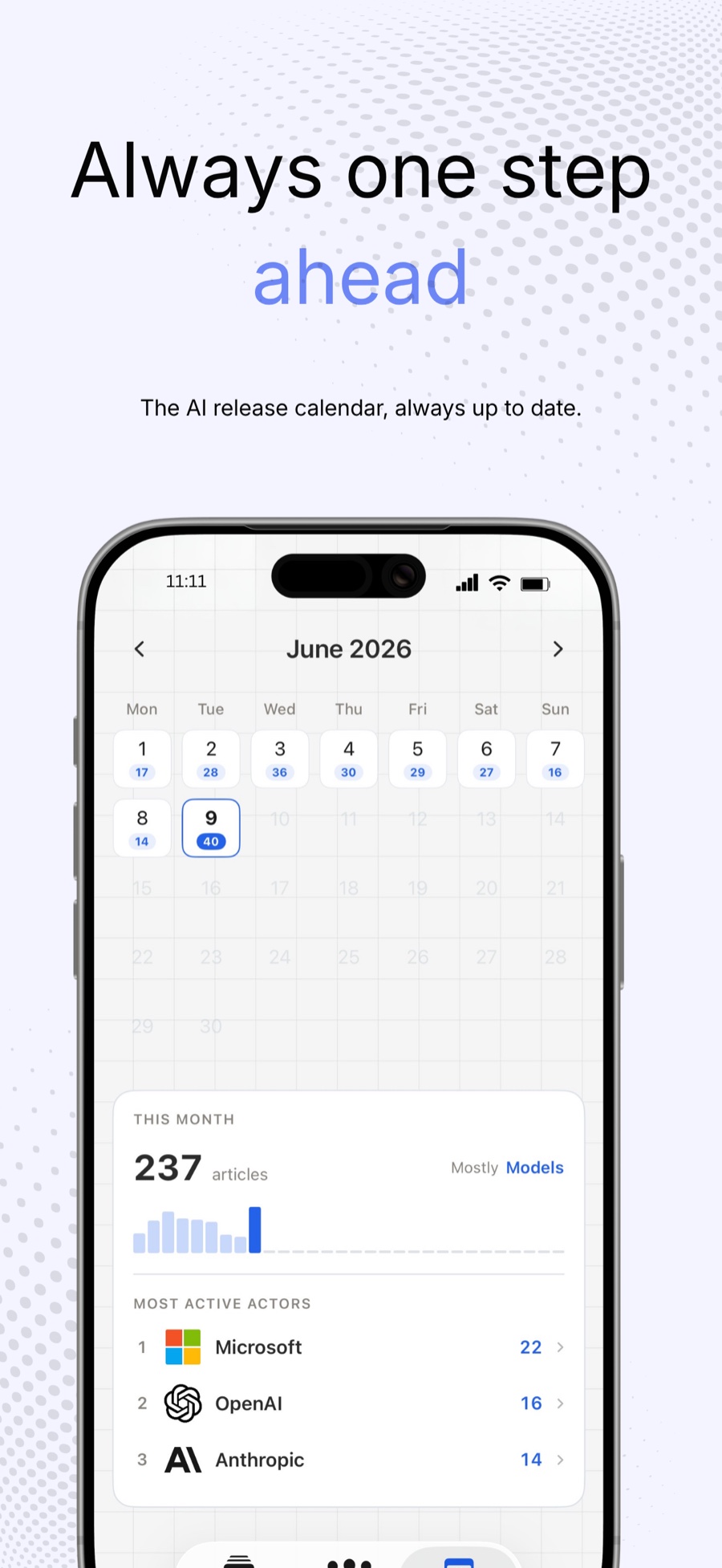 The AI release calendar, to always stay one step ahead.