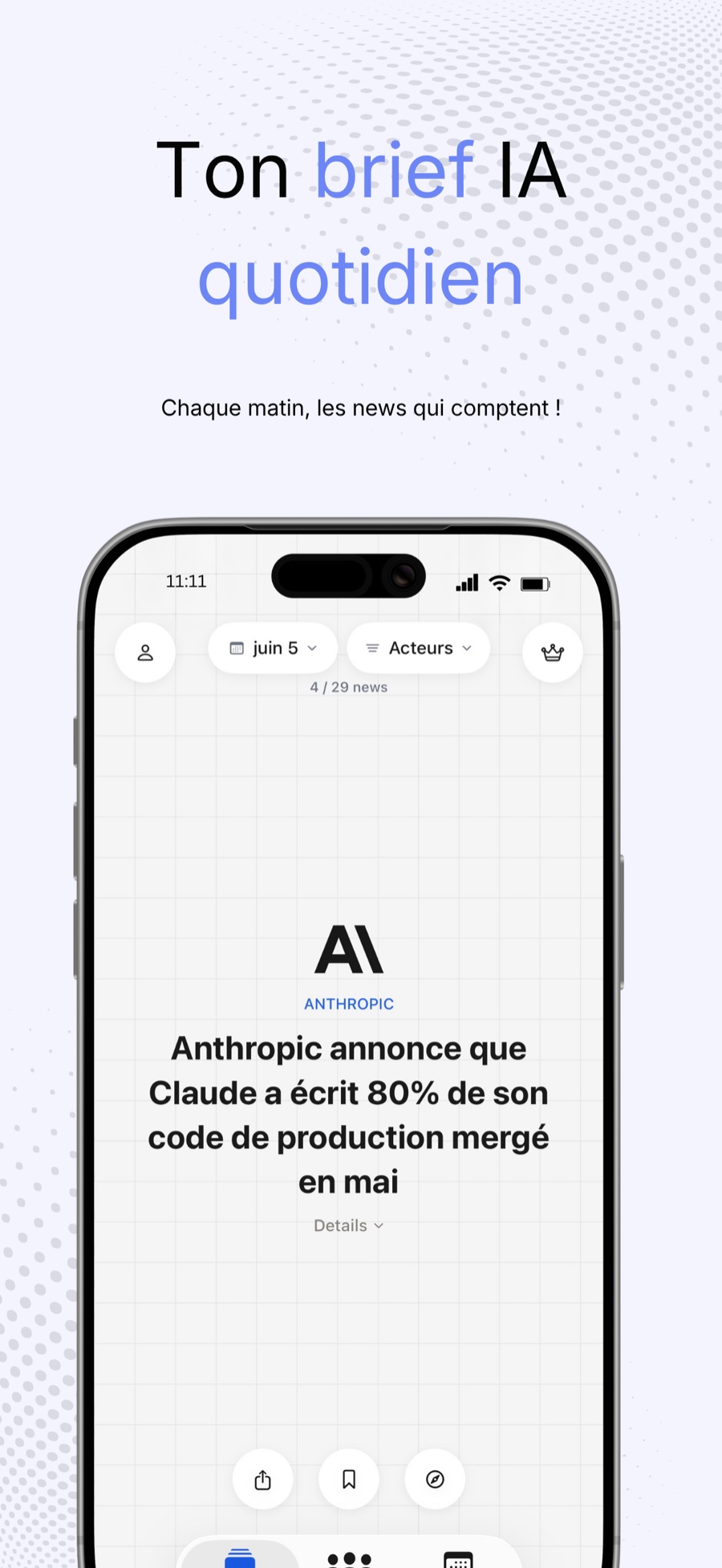 Le flux quotidien Newral : chaque article condensé en résumé clair.