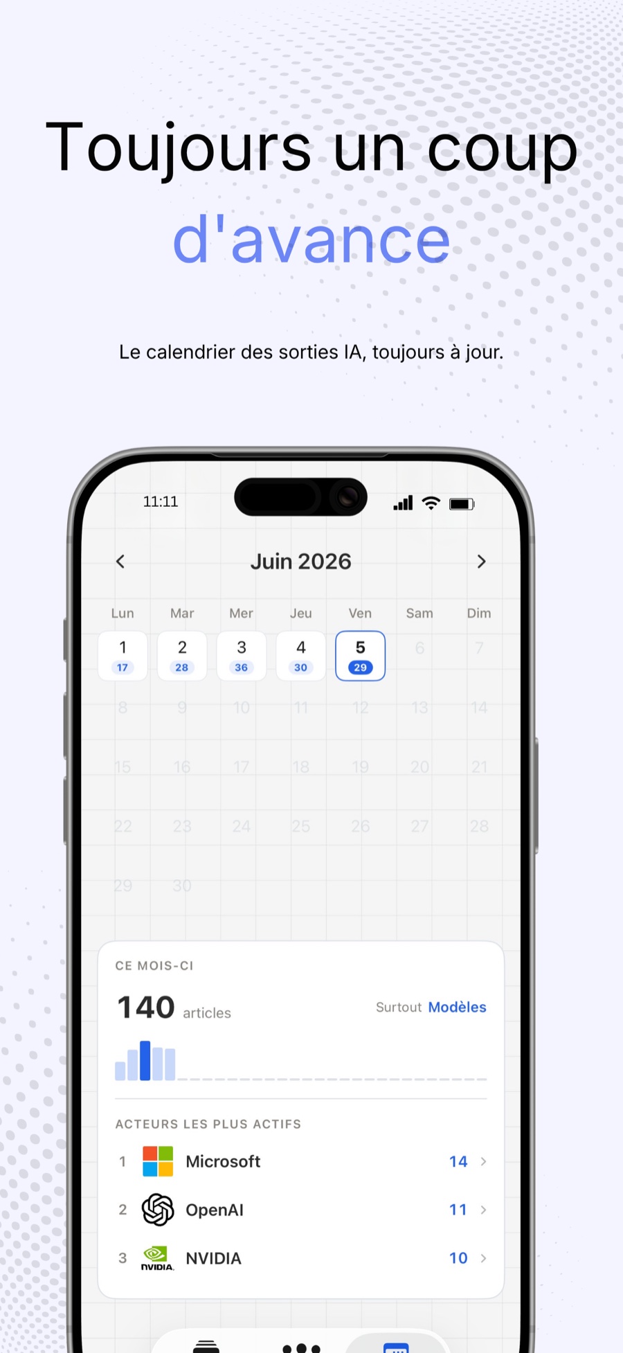 Le calendrier des sorties IA, pour toujours garder un coup d’avance.